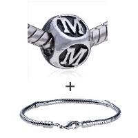 Pugster Gift Center - sparkling letter m cube european bead bracelet combination Image.