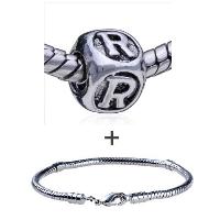 Pugster Gift Center - dice shaped letter r pattern european bead bracelet combination Image.