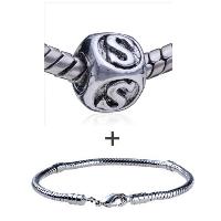 Pugster Gift Center - dice shaped letter s pattern european bead bracelet combination Image.