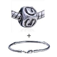 Pugster Gift Center - dice shaped letter u pattern european bead bracelet combination Image.