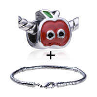 Pugster Gift Center - red apple pattern european bead bracelet combination Image.
