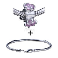 Pugster Gift Center - february amethyst color birthstone lotus european bead bracelets combination Image.