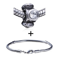 Pugster Gift Center - triplicate crystal pattern european bead bracelet combination Image.
