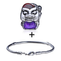 Pugster Gift Center - monster with january garnet color and february birthstones european bead bracelets combination Image.