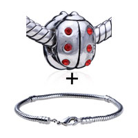 Pugster Gift Center - january garnet color birthstone ladybug european bead bracelets combination Image.