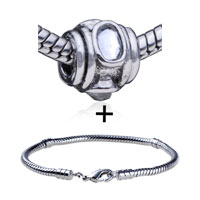 Pugster Gift Center - drum shaped crystal baguette pattern european bead bracelet combination Image.
