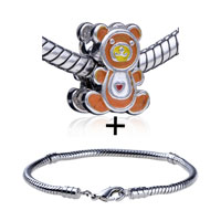 Pugster Gift Center - lovely brown bear european bead bracelet combination Image.