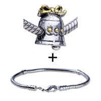 Pugster Gift Center - christmas bell pattern european bead bracelet combination Image.