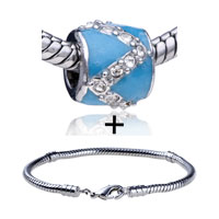 Pugster Gift Center - zigzag crystal pattern european bead bracelet combination Image.
