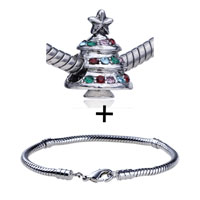 Pugster Gift Center - crystal christmas tree european bead bracelet combination Image.