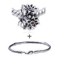 Pugster Gift Center - garnet flower pattern european bead bracelet combination Image.