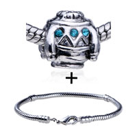 Pugster Gift Center - blue crystals pattern european bead bracelet combination Image.