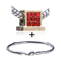 Pugster Gift Center - red crystal pattern european bead bracelet combination Image.