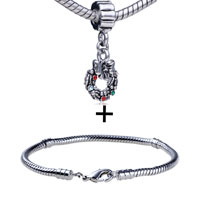 Pugster Gift Center - dangle crystal wreath european bead bracelet combination Image.