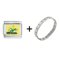 Pugster Gift Center - gold tone plant combination italian charm bracelet Image.