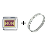 Pugster Gift Center - gold tone mom combination italian charm bracelet Image.