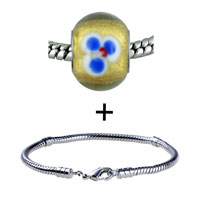  - champagne yellow blue flowered murano glass bracelet combination Image.