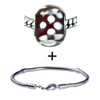 Pugster Gift Center - polka dotted dark red murano glass bracelet combination Image.
