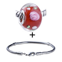 Pugster Gift Center - red murano flower pattern combination Image.