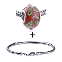 Pugster Gift Center - red murano leaf and point pattern combination Image.