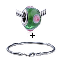 Pugster Gift Center - red murano blue spots pattern european bead bracelet combination Image.