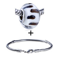 Pugster Gift Center - brown spots murano glass european bead bracelet combination Image.