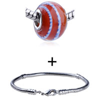 Pugster Gift Center - red murano blue lines pattern combination Image.