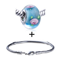 Pugster Gift Center - blue and red murano flower pattern combination Image.