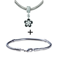 Pugster Gift Center - five point flower with rhinestones bracelet combination Image.