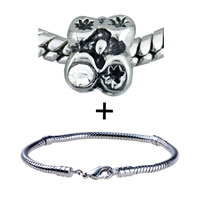 Pugster Gift Center - round abstract star flower and rhinestones bracelet combination Image.