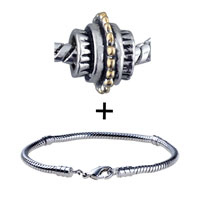 Pugster Gift Center - gold and silver tone patterned metalwork bracelet combination Image.