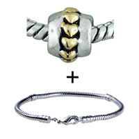 Pugster Gift Center - silver and gold tone hearts bracelet combination Image.
