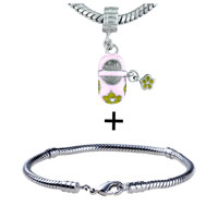 Pugster Gift Center - pink slipper dangle bracelet combination Image.