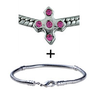 Pugster Gift Center - purple rhinestone cross bracelet combination Image.