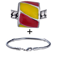 Pugster Gift Center - red and yellow stripes round bracelet combination Image.