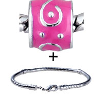 Pugster Gift Center - pink enamel round bracelet combination Image.