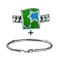 Pugster Gift Center - green and blue enamel stars bracelet combination Image.