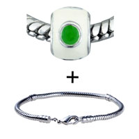 Pugster Gift Center - round green and white enamel bracelet combination Image.