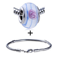 Pugster Gift Center - pink footprint and blue spiral line bracelet combination Image.