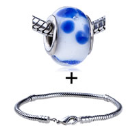 Pugster Gift Center - blue spots flower bracelet combination Image.
