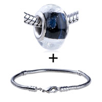 Pugster Gift Center - black and silver stripes bracelet combination Image.