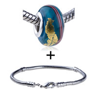 Pugster Gift Center - white and red cirque gold foil pattern slim bracelet combination Image.