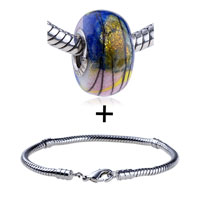 Pugster Gift Center - pink blue speckle gold foil pattern slim bracelet combination Image.