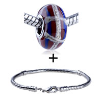 Pugster Gift Center - white and blue cross line bracelet combination Image.