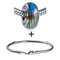 Pugster Gift Center - blue and green foorprint bracelet combination Image.