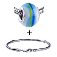 Pugster Gift Center - yellow blue and pale blue ring bracelet combination Image.