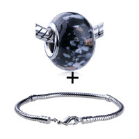Pugster Gift Center - white and metal speckles bracelet combination Image.