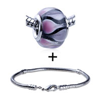 Pugster Gift Center - pink and purple droplet translucent bracelet combination Image.
