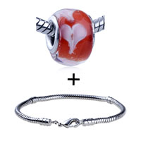 Pugster Gift Center - white peach heart translucent bracelet combination Image.