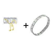 Pugster Gift Center - musical eighth note combination italian charm bracelet Image.
